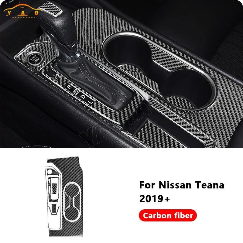 

Carbon Fiber Car Gear Shift Panel Trim Cover Sticker For Nissan Teana 2019 2020 2021 Interior Accessories