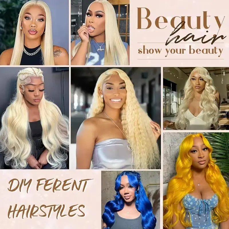 613 Blonde Straight Bundle Human Hair 28 30 32 Inch Brazilian Raw Hair Bundles 1 3 4 Pcs Weaving Lot Double Weft High Quality