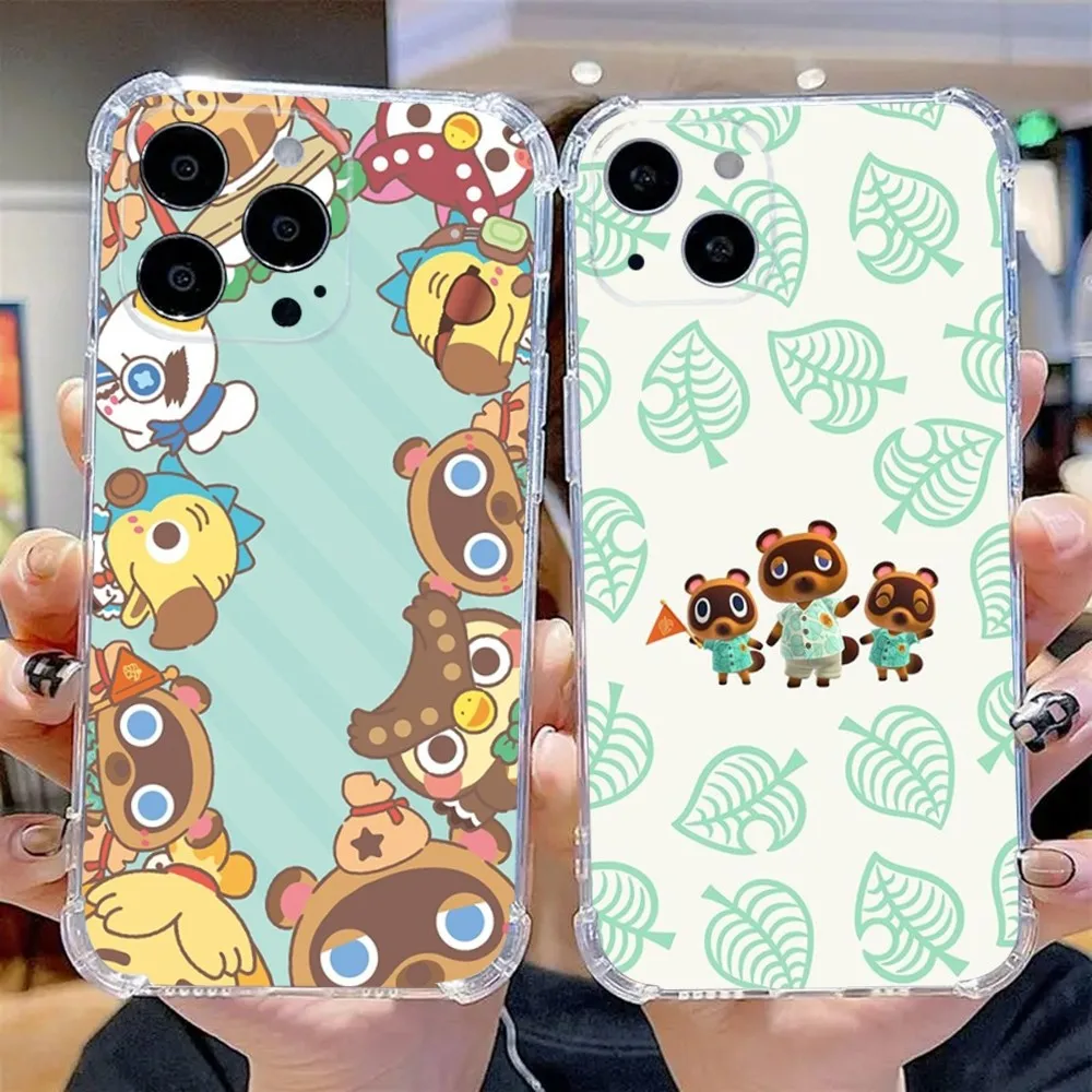 Animals Game Crossing Phone Case For iPhone 15,14,13,12,11 Plus,Pro,Max,XR,XS,X,7,8 Plus,SE,Mini Transparent Silicone Soft