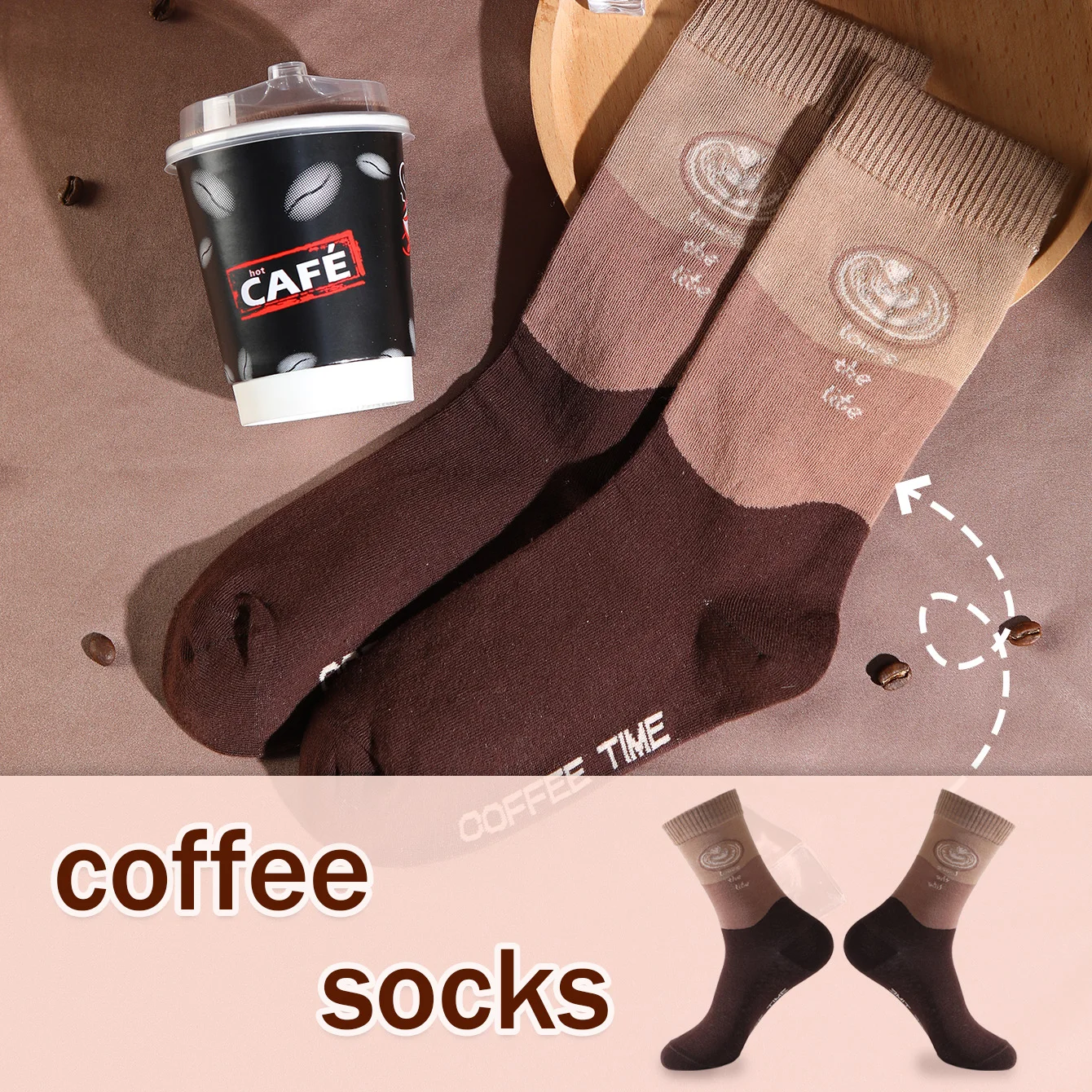1 Paar mittelhohe Herrensocken, geeignet für Männer und Frauen, neuartige und lustige bunte Geschenkbox-Socken für Kaffeetassen, europäischer und amerikanischer Mode, trendiger Stil, bequem und