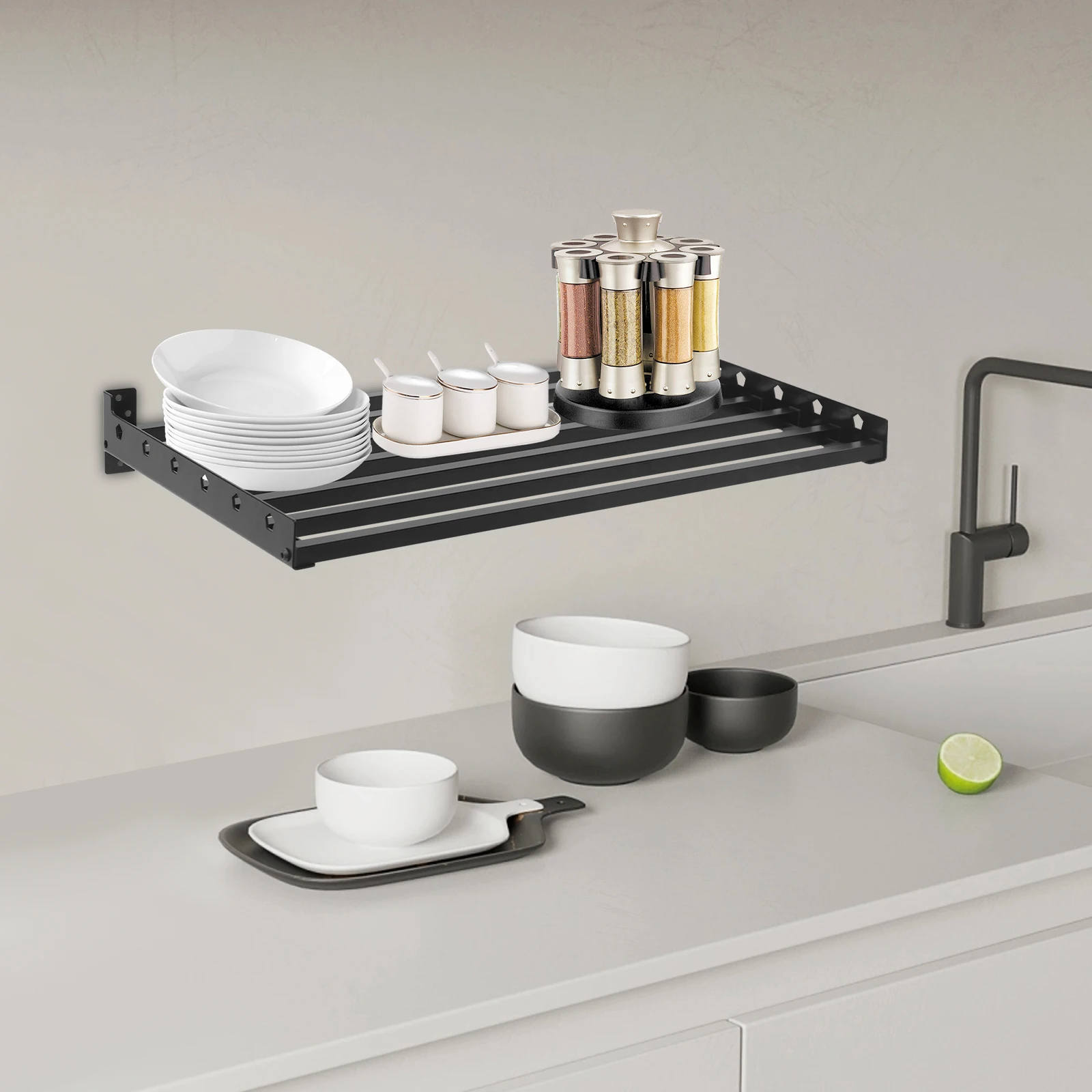 

Настенная полка из нержавеющей стали 35x60 см, подставка для микроволновой печи, полка для духовки, экономия места на кухонной столешнице, органайзер для хранения