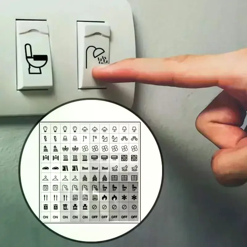 10Pcs Self-Adhesive Transparent Switch Label Sticker Waterproof Switches Labels Household Light Distribution Box Stickers