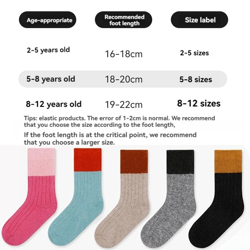 Socks Girl Wool Child Keep Warm Baby Girls Children\'s Winter Infant Sock Clothes Leggings Clothing 2-12 Years Mother Kids