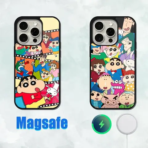 Chan C-Crayon Anime Shin Handy hülle für iPhone Magsafe 11 12 13 14 15 Pro Magnet Max plus kabelloses Laden