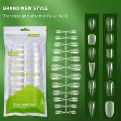 120pcs/bag Ballet False Nail Fully Transparent Acrylic Nails Set Press on Nails Tips Mixed Size Faux Ongles Fantaisie