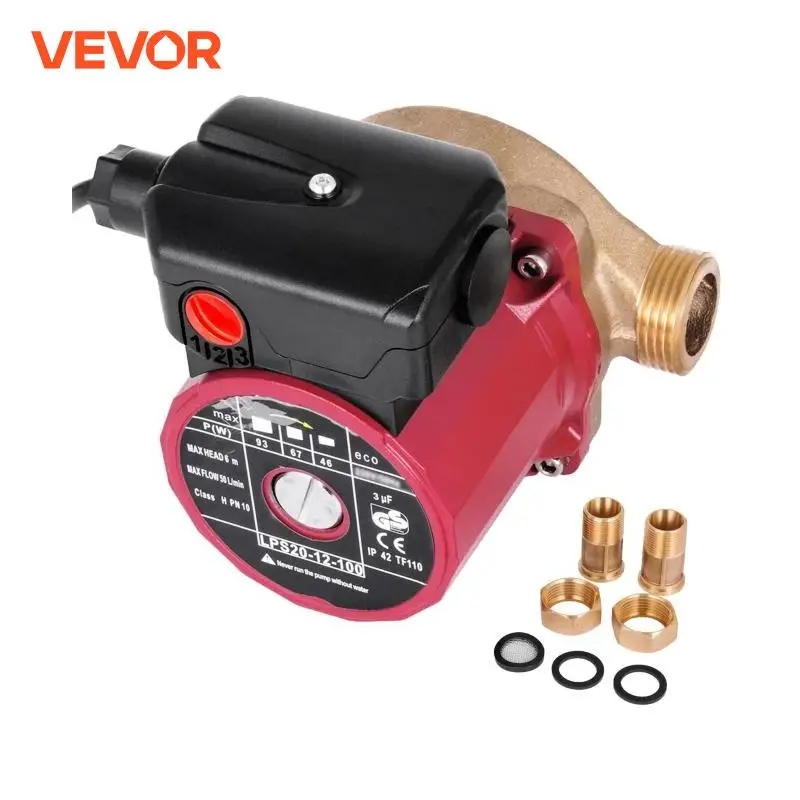 VEVOR Water Circulation Pump Water Pressure Booster Pump 50L/min 3-Speed Control for Hot Water Circulating Warm, Shower & Garden