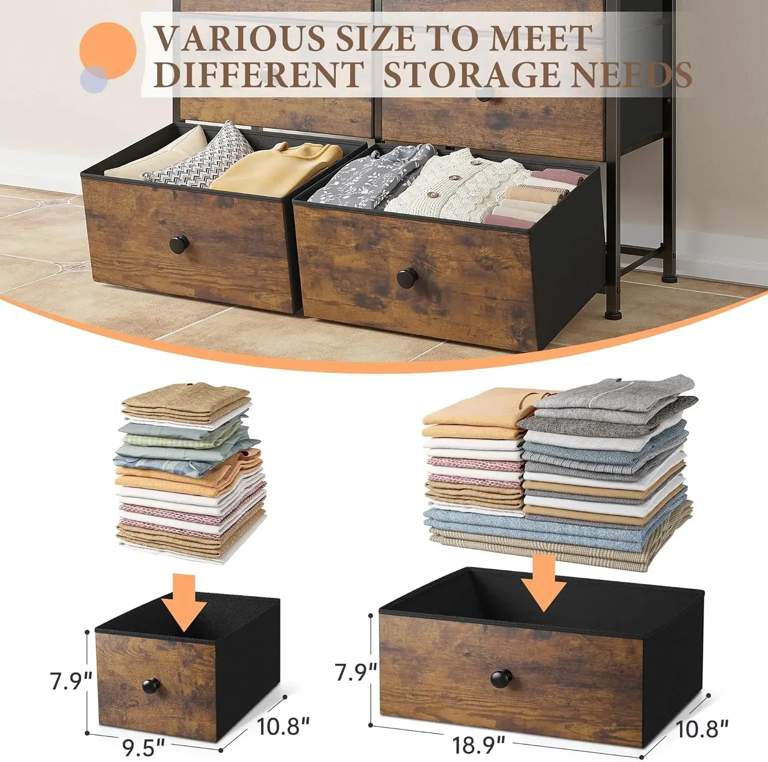 Cômoda EnHomee, cômoda de 12 gavetas para armários de tecido de quarto e cômodas para quarto, sala de estar