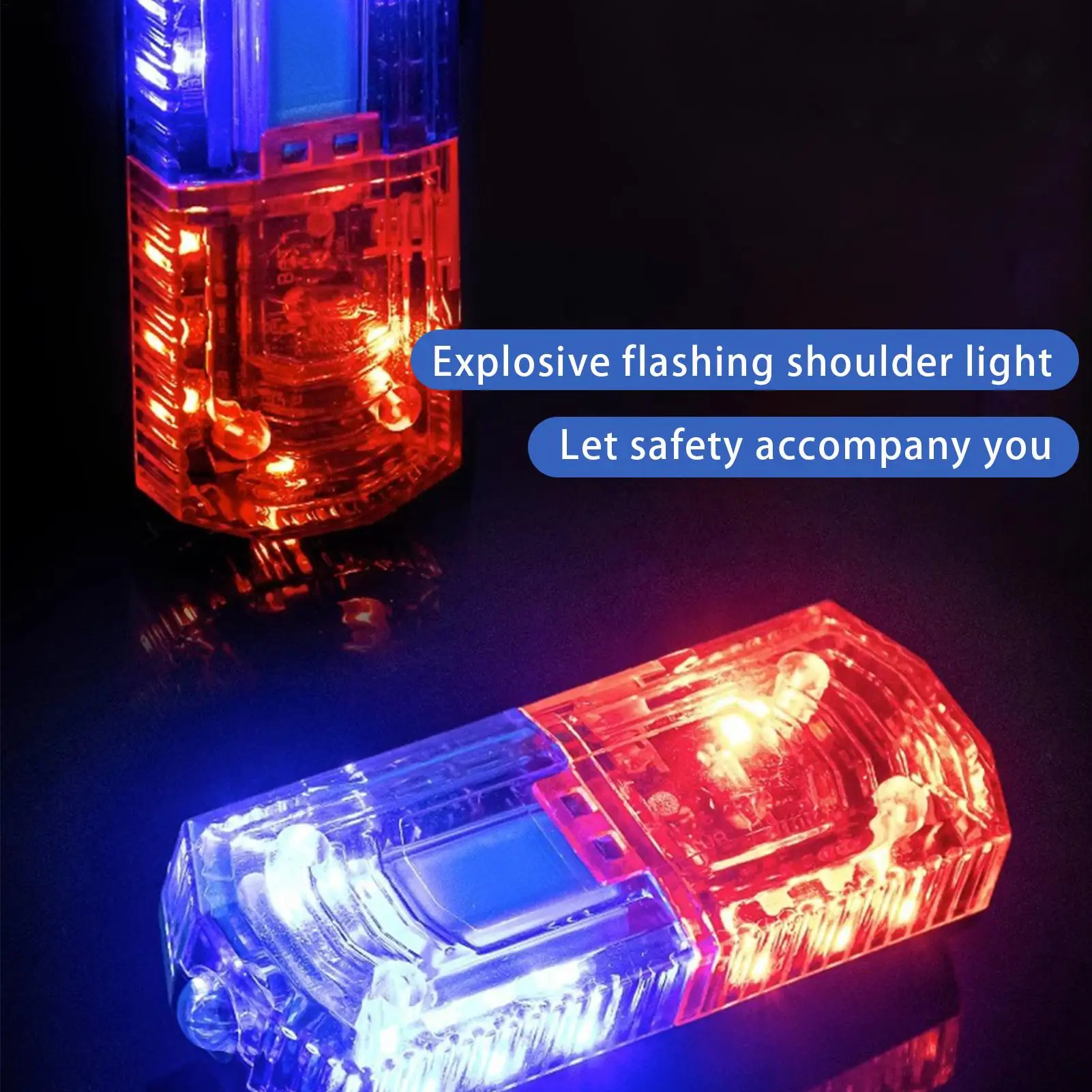 Safety Patrol Alarm Flash Signal Strobe Lamp Red Blue Led Shoulder Warning Light USB  Charging Highly Visible Strobe Lights