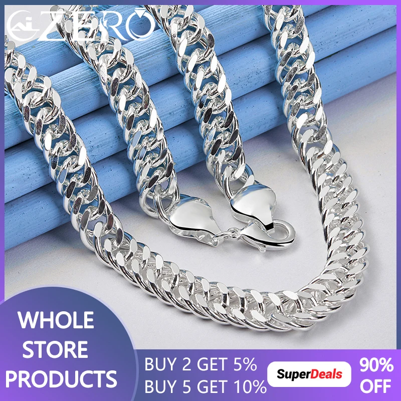 925 Sterling Silver 20 cali 10MM łańcuszek naszyjnik dla mężczyzny kobiety szlachetna luksusowa biżuteria akcesoria ślubne Charms prezent