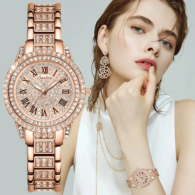 New Gold Women Watches Creative Steel Women Bracelet Wrist Watches Ladies Fashion Waterproof Female Relogio Feminino