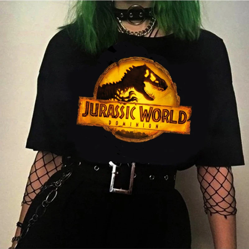 Vintage Jurassic Park T Shirt Women Dinosaur Tee Shirt Femme Summer Geek Top Female White Short Sleeve T-Shirt Cool Streetwear