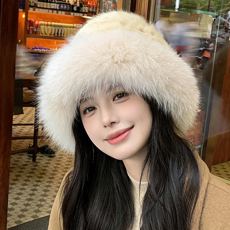 المرأة الفاخرة الشتاء قبعة ريال ريكس الأرنب الفراء الدافئة لينة منفذها القبعات سيدة الشتاء قبعة الفراء الحقيقي بيني #2