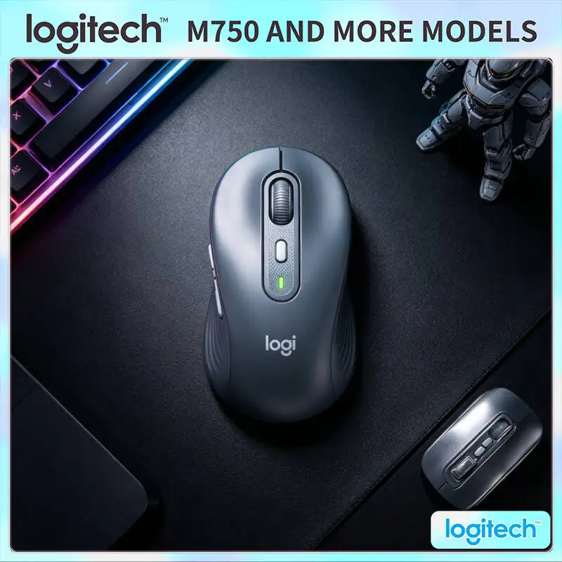 Logitech M750 Wireless Mouse - 90% Noise Reduction, 4000 DPI High Precision, 3-Device Sync, Recycled Plastic Eco-Friendly Build
