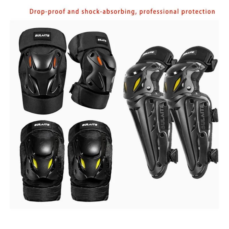 Adjustable Motorcycle/ATV Knee Pads Breathable EVA Elbow and Knee Guard Set Off-Road Riding Knee Pads Motorcycle Knee Slider Fib
