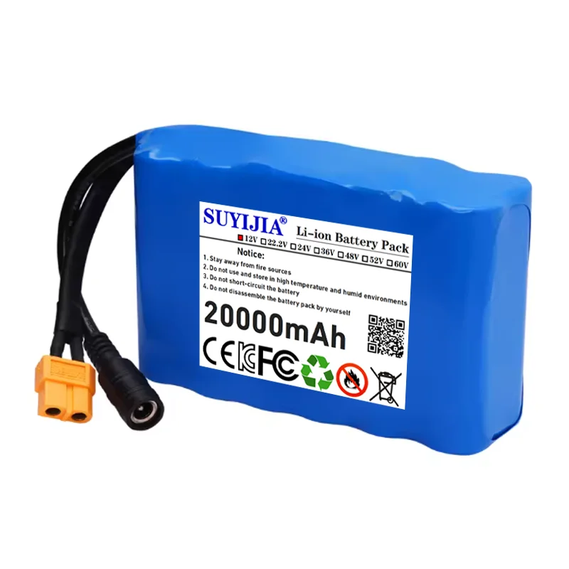 جديد 12 فولت 20ah 40A BMS Orline بطارية 18650 20000 مللي أمبير بطارية ليثيوم أيون عالية السعة XT60 Dc5521 400 واط مصباح دراجة نارية عالي الطاقة