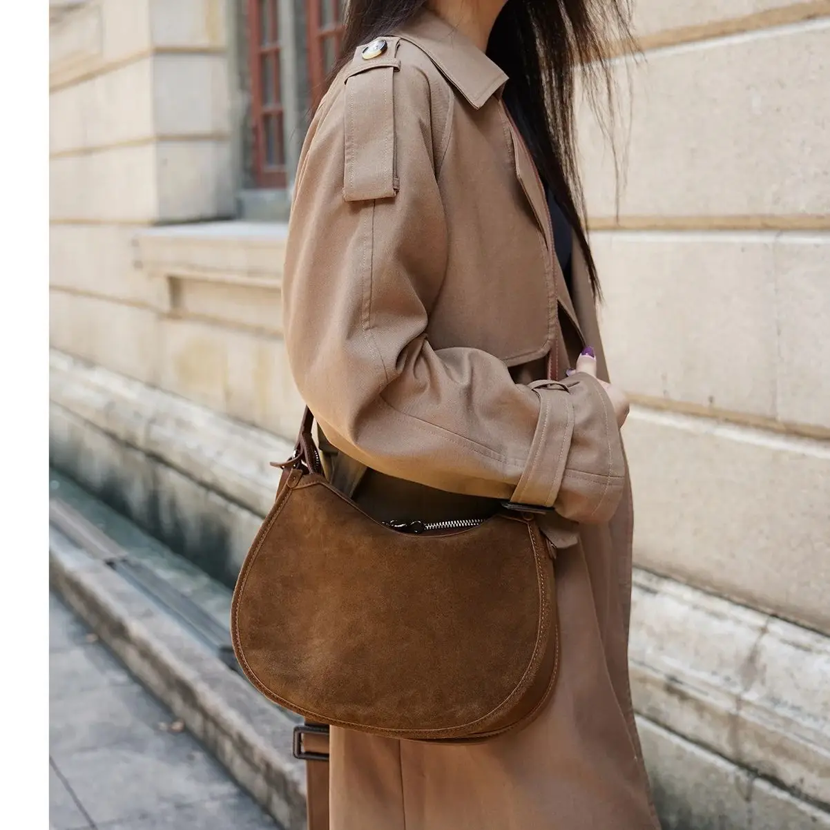 

New Autumn Winter Suede Hobo Bag Sophisticated Single Shoulder Tote Vintage Inspired Trendy Crossbody Pack Women's Handbag