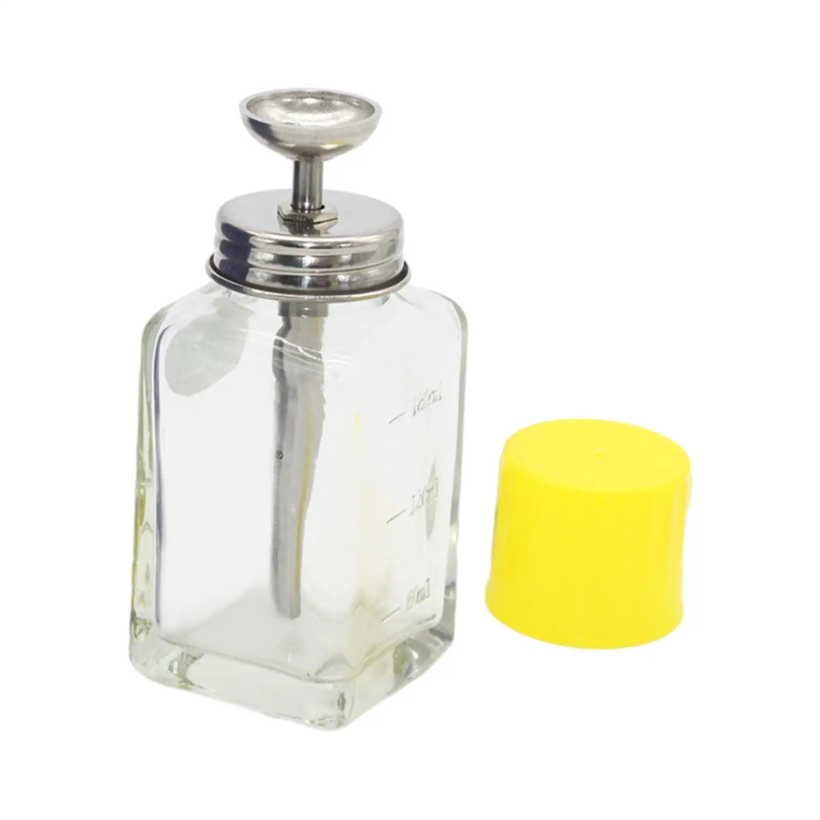 Glass Pump Dispenser Bottle Professional with Top Cap with Scale Press Bottle Empty Bottle for Manicure Store Home