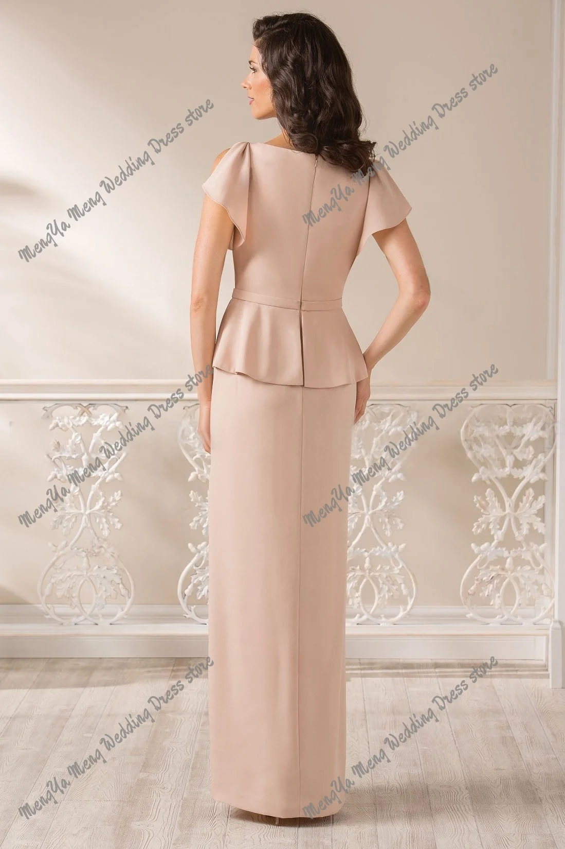 Vestidos De Noche acampanados De satén suave, elegantes, personalizados, con cuello en V, sencillos y modestos, con abertura lateral, para Novia, 2025