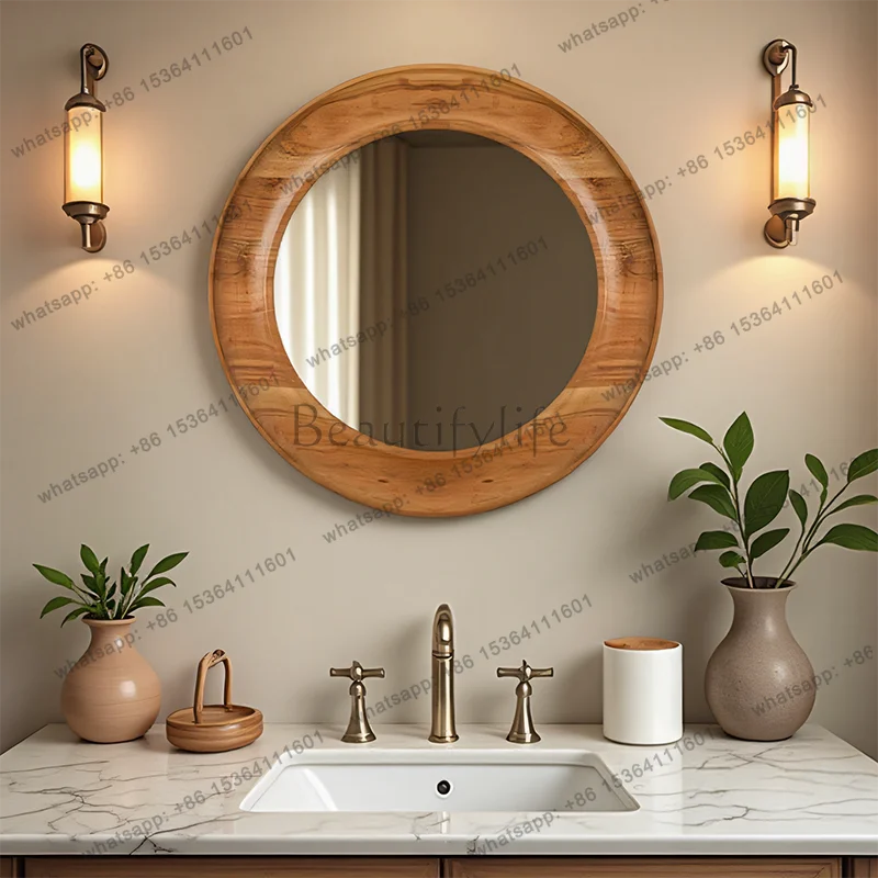 D14 French wall-mounted bathroom mirror household vintage dressing fireplace decorative mirror