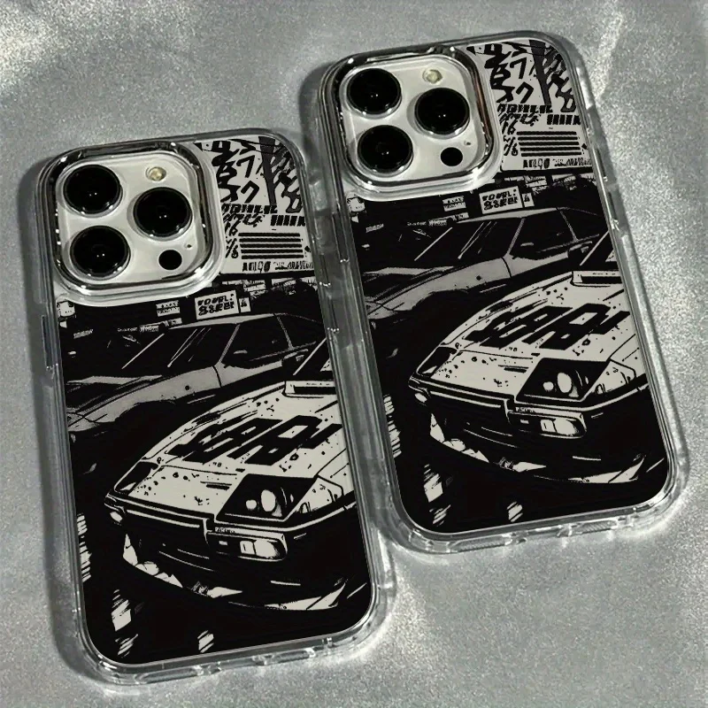 Phone Case For iPhone 17 16 15 Pro Max 11 12 Pro 13 14 AirX XS XR SE 7 8 Plus Black Car Silhouette Style Lens frame Clear Cover