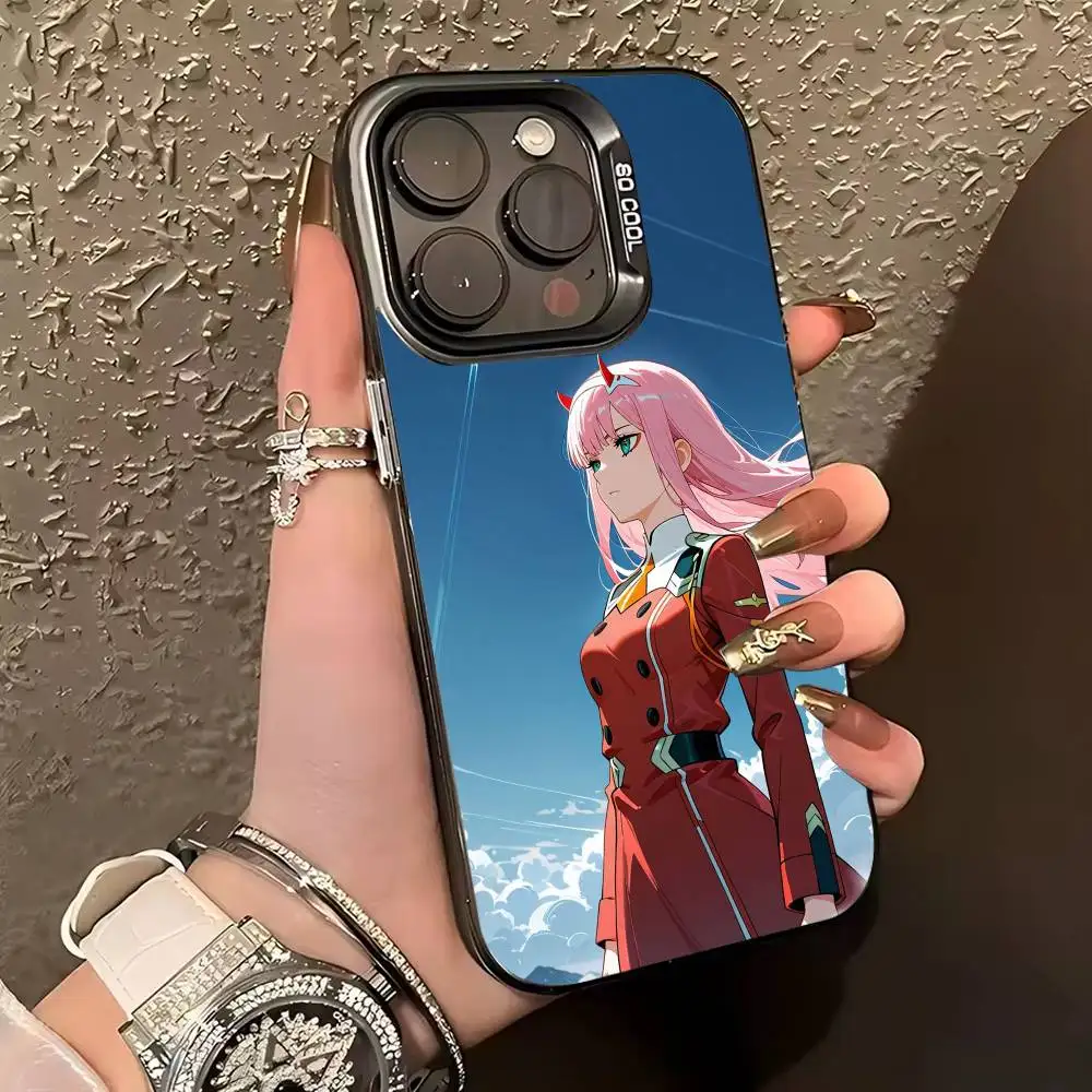 حافظة هاتف D-DARLING in the FRANXX 02 لهاتف iPhone 17,16,15,14,13,12,11 Plus، Pro Max، XS، حافظة هاتف فضية ملونة