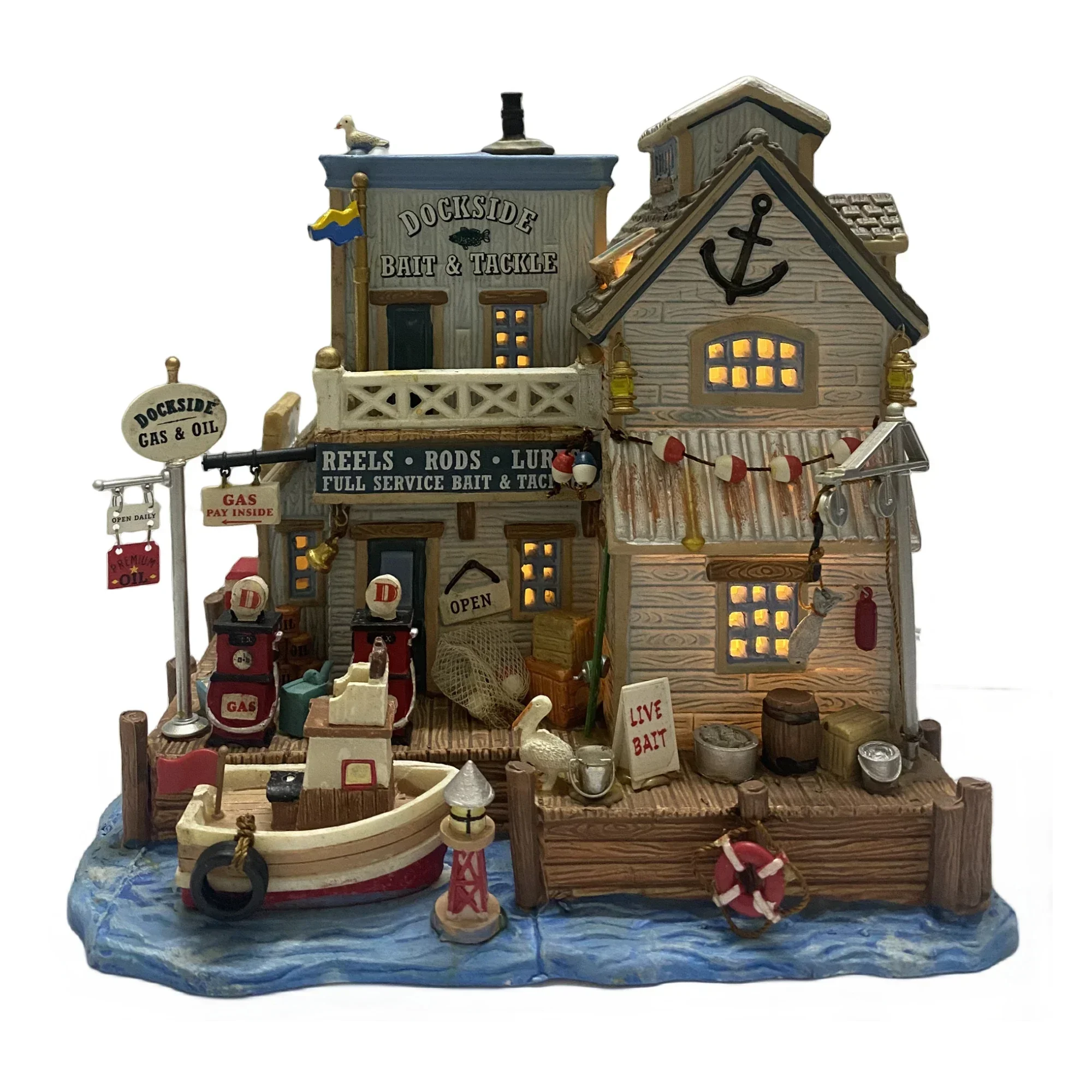 Party Decor Lemax Ceramic Painted Night Lamp House Miniature Version of European Building Home Furnishing Living Room Ornaments