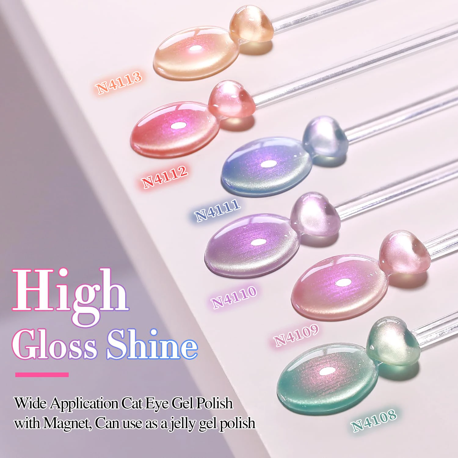NOCIS Cat Eye Gel Nail Polish Set of 6 Same Color Same Bottle 0.26oz Shimmer Glitter with Magnet Holographic Reflective Magnetic view 3