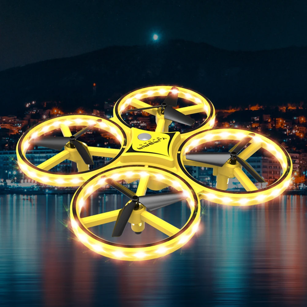 

Hand-Controlled Sensing Drone Yellow Foldable Propeller 360° Rotation Rechargeable Safe Indoor Flying For Kids Boys Infrared