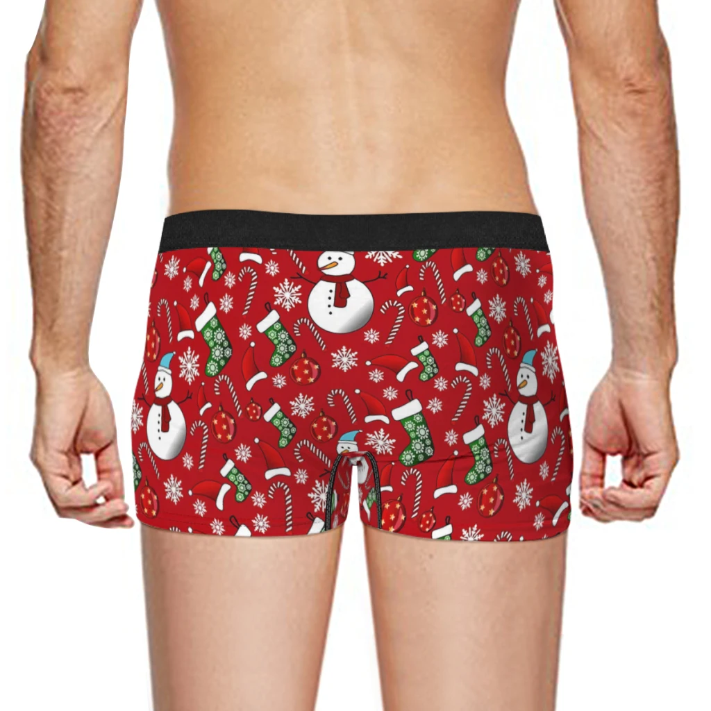 Jolly Christmas Red background Merry Christmas Underpants Cotton Panties Male Underwear Ventilate Shorts Boxer Briefs