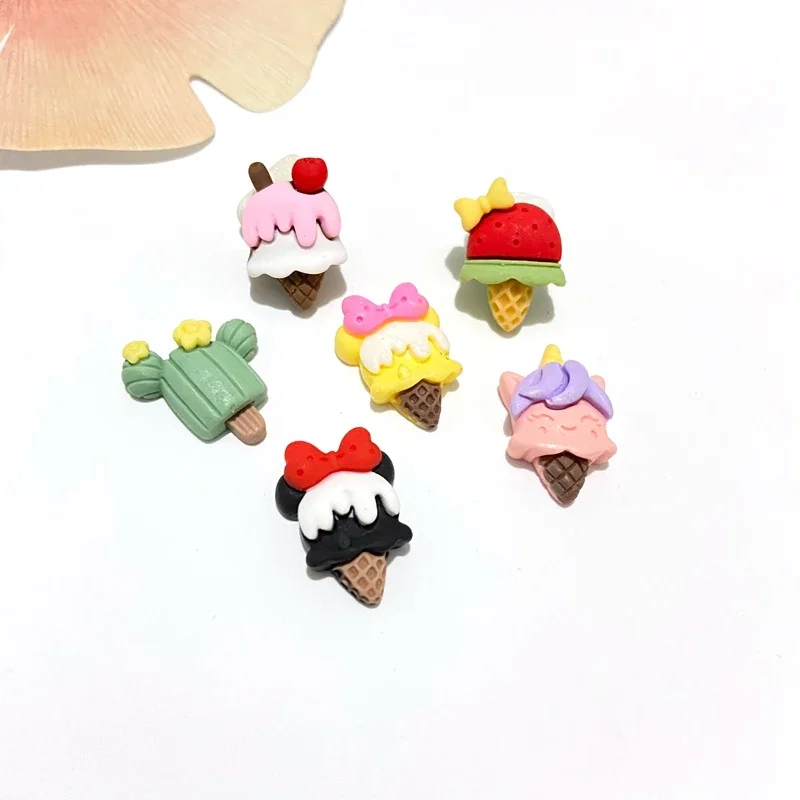 24Pcs Colorful Paried Mixed MiniIce Cream Planar Flatback Home Decoration Phone Shell DIY Crafts Accessories Decoration