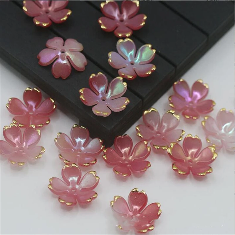 50Pcs/Lot New Spray Paint Torus 19MM Acrylic Flower Beads Petals Charm Connectors Diy Earrings Hair Jewelry Making Accessories