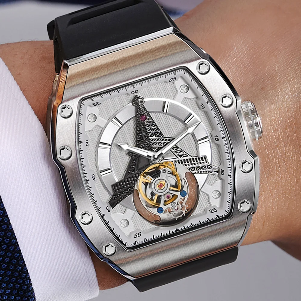 

Tourbillon watch 42mm high-end men's watch sapphire glass automatic movement watch OUMASHI mechanical watch
