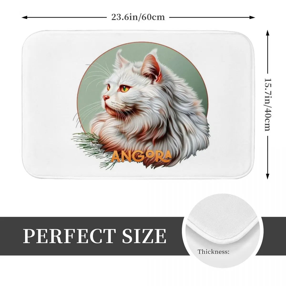 Poster Prints T-Shirt Design - Cat Breeds Angora Doormat Anti-skid Bath Mats Home Entrance Rugs Living Room Carpet Footpad