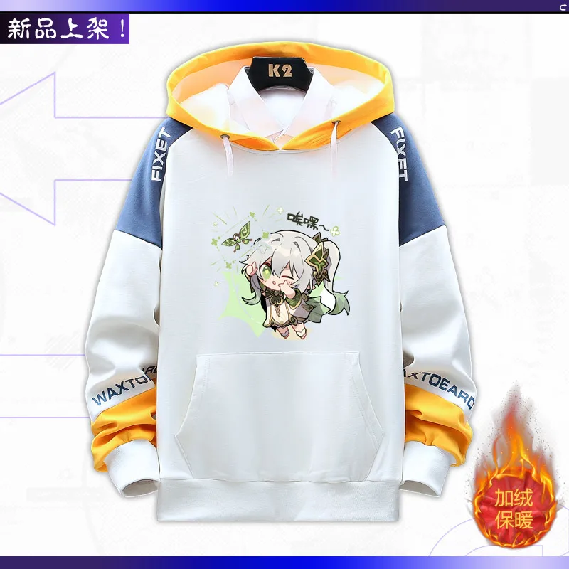 Genshin Impact Nahida Hoodie Anime Print para Homens e Mulheres, Q-Version, Jogos de Personagem, Streetwear Periférico, Fatos de treino