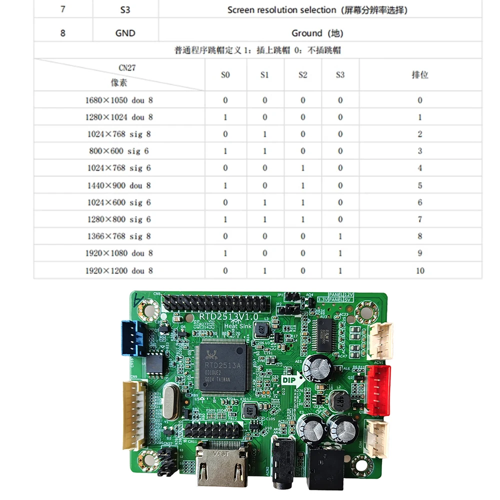 New Program-free RTD2513V1.0 LCD business display industrial control motherboard HDMI input to LVDS output HD driver board