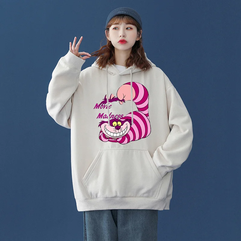 

Popular Disney Alice in Wonderland Cheshire Cat print hooded men's and women's hoodies couple casual sports street hoodies