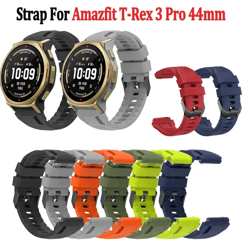 Pulseira de silicone macia para huami amazfit t-rex 3 pro 44mm, pulseira para smartwatch amazfit t-rex3 pro 44mm