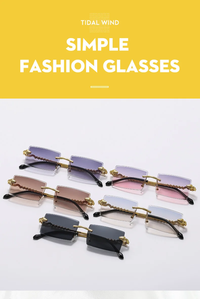 Withyoo 2025 Occhiali da sole polarizzati quadrati senza cornice UV400 per uomini e donne Occhiali stile punk con gambe a serpente