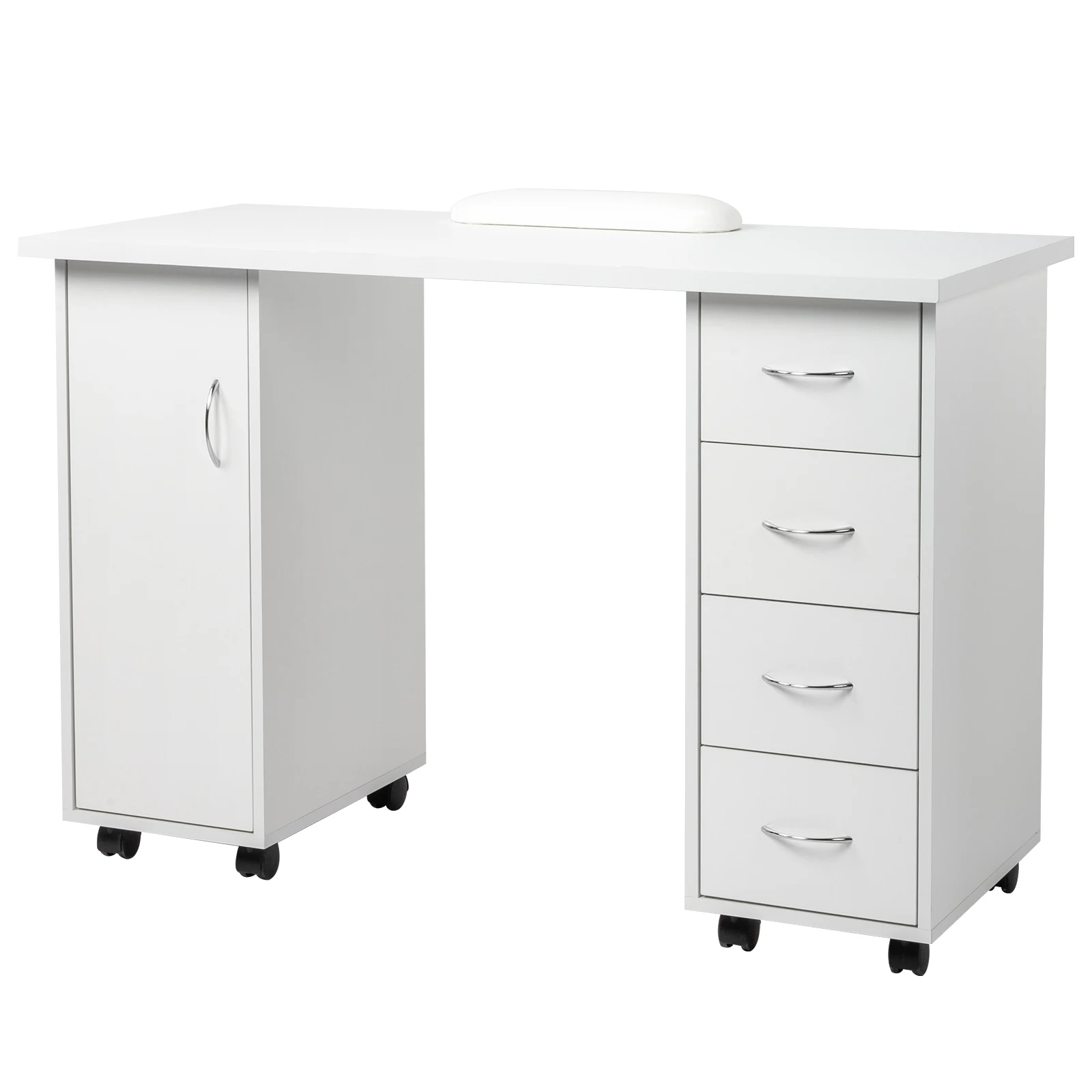 Double Edged Manicure Nail Table with Drawer White