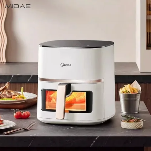 Midea 에어 프라이어 홈 새로운 지능형 대용량 비주얼 회전 없음 오일 프리 다기능 공식 플래그십 스토어 에어 프라이어