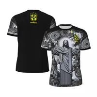 2024 Brazil Special Edition Jesus Black Gray Football Jersey For Adults Summer Soccer Training Tops Unisex Sports Streetwear