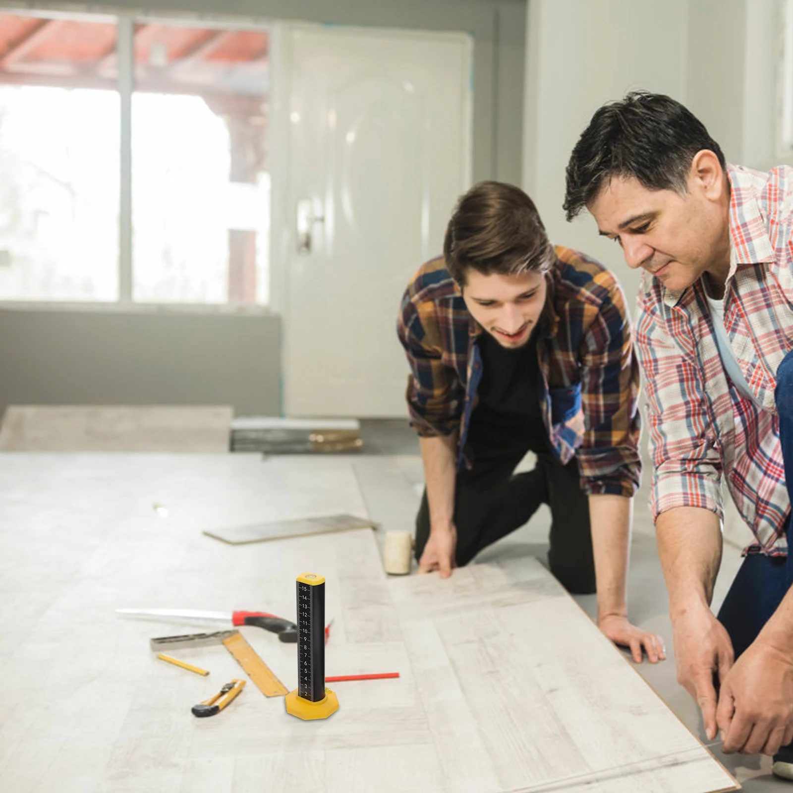 

1pcs Tiling Leveling Ruler With Clear Scale Magnetic Base For Ceiling Tile Installation High-Precision Contour Gauge Interior