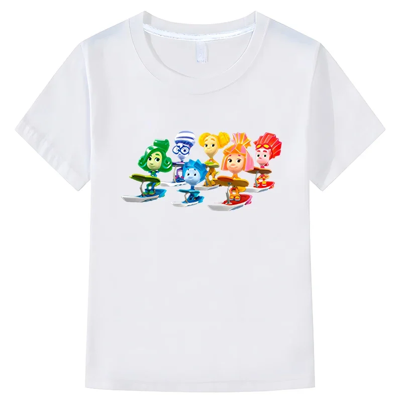 Camiseta de dibujos animados rusos para niños, camisa de manga corta 100% de algodón, Tops de verano, ropa para niños, ropa para niñas y2k