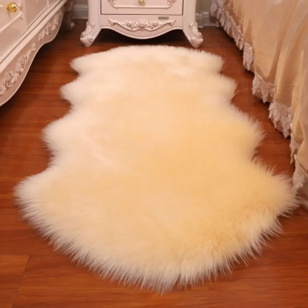 Künstliche Schaffell lange Haare Teppichboden Wolle flauschige weiche Matte weiche Faux flauschige zottelige Teppiche Wohnkultur – Detail 5
