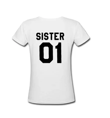 Sister 01 02 maglietta da donna con stampa di lettere manica corta O collo maglietta allentata degli amici maglietta estiva da donna top Camisetas Mujer