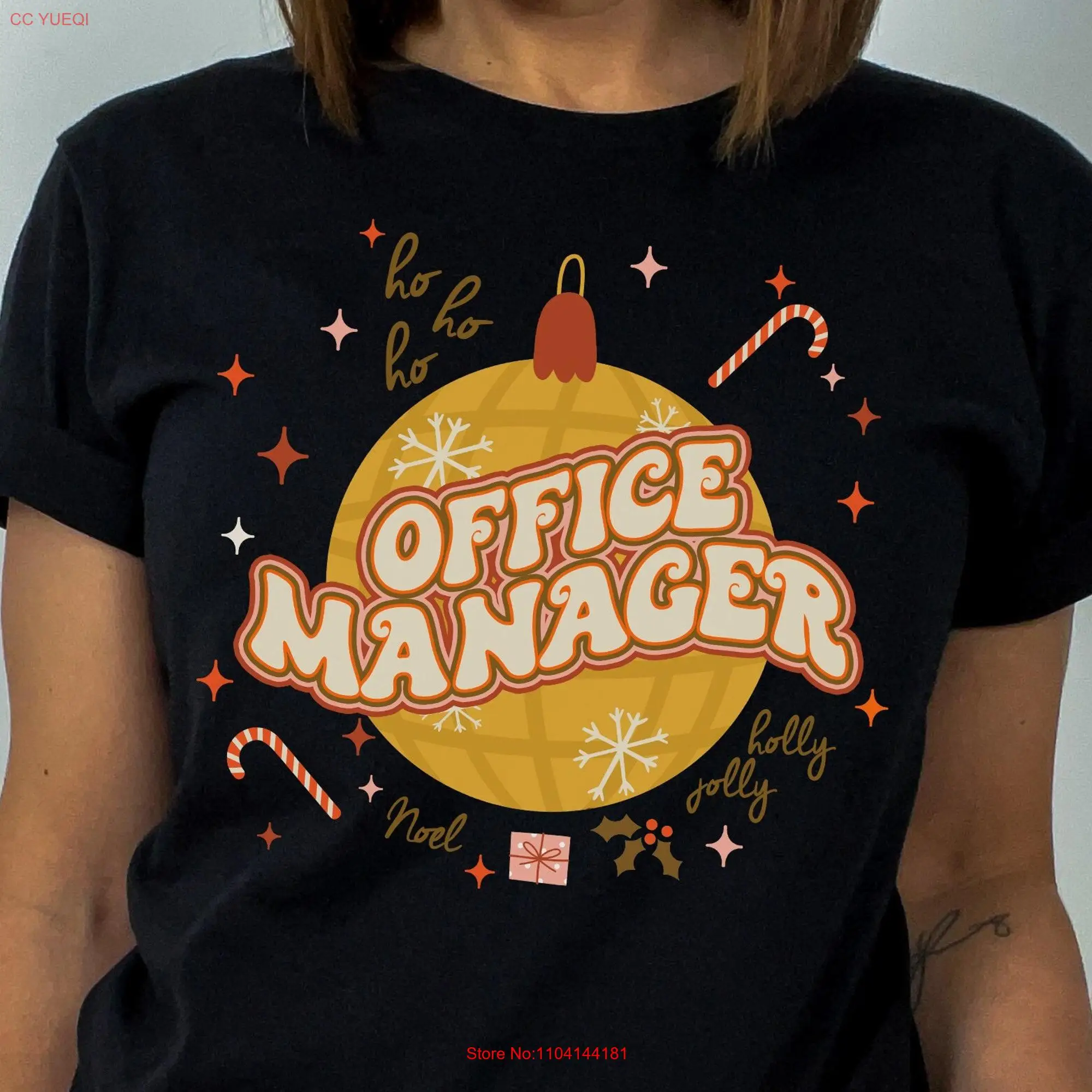 Office Manager Christmas T Shirt Retro Xmas School Secretary For Front Lady Squad Merry long or short sleeves