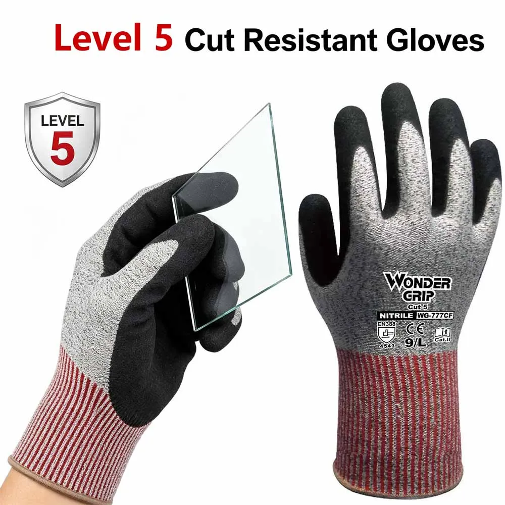 Cut Level 5 Safety Work Gloves Aramid Fiber Anti‑Cut Rigger Gloves 13 Gauge For Construction Handling