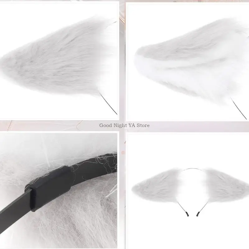 Moderne kattenoorhoofdbanden Zachte pluche haarband Cosplays Haaraccessoire Verstelbaar voor dames Meisjes Themafeesten