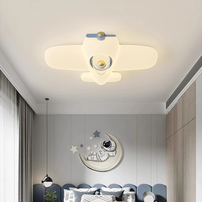 Cream Cartoon White Airplane LED Ceiling Light Creative Eye Protection Lamp Fixture Children's Room Bedroom Study Interior Decor