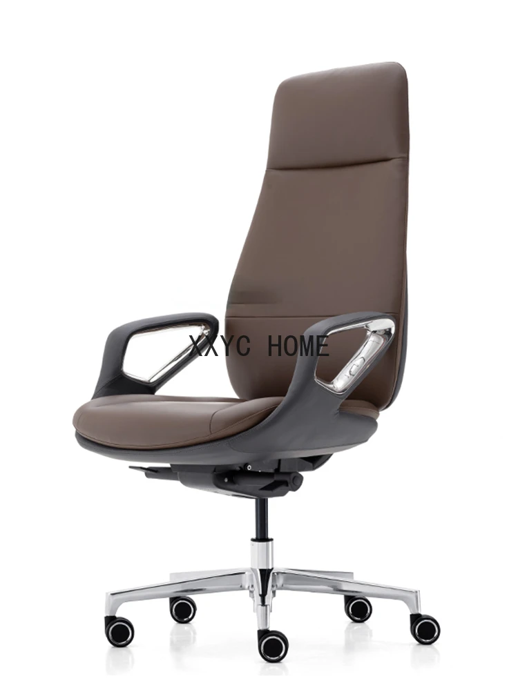 Leather Boss Office Chair Study Computer Chair Comfortable Executive Chair President Swivel   Reclining